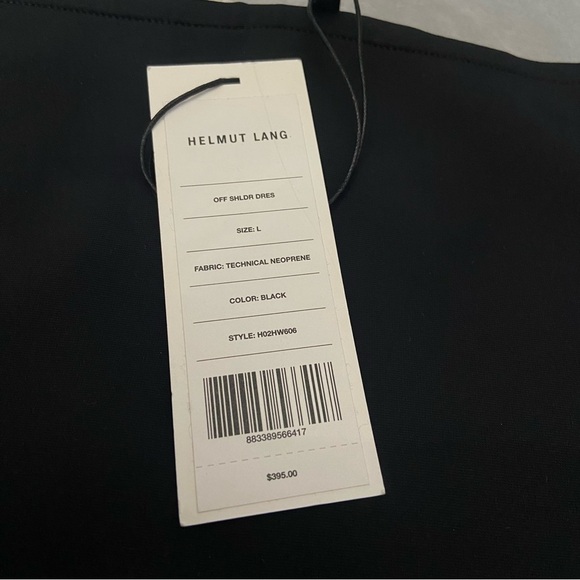 New! Helmut Lang Black Neoprene Off Shoulder Dress 21744 - Picture 5 of 11